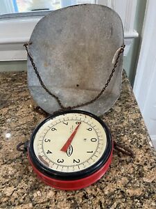 Vintage Double Sided Chatillon Hanging Scale W Scoop Basket Red Type 720 A 20 