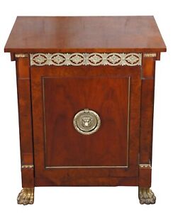 Vintage John Widdicomb Neoclassical Empire Cherry Burl Bedside End Table Cabinet