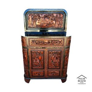 George Zee Asian Chinoiserie Bar Cabinet Rosewood