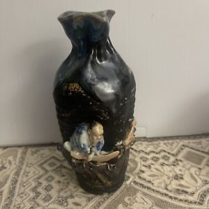 19th 20th Antique Hand Made Japanese Signed Sumida Gawa Pottery Vase As It Is 8 