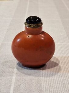 Antique Chinese Coral Red Porcelain Snuff Bottle