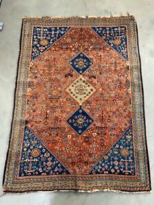  Fine Antique Old 19th C Qashqai Shishboluki Tribal Oriental Carpet Rug Wow 