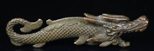 3 4 Rare Old China Copper Carving Feng Shui Dragonfish Beast Luck Sculpture