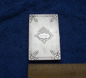Fine Ladies Victorian Coin Silver Card Case W Original Interior Engine Turned Nr
