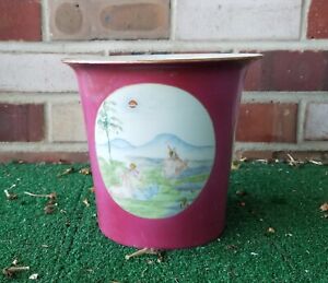 Unusual Pink Background Chinese Antique Plant Pot Simply Beutiful