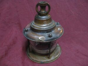 Vintage Brass Glass Nautical Arts Craft Lantern Porch Light Ceiling Lamp Hanging