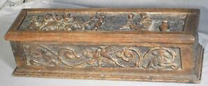Antique Jacobean Baroque Carved Oak Coffer Casket Box Putti Nude Female Gothic