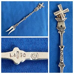 Vintage Dutch Silver Windmill Cocktail Lobster Fork Made In Holland 90