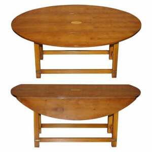 Brand New Bevan Funnell Burr Yew Wood Extending Oval Campaign Coffee Table