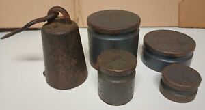 Antique Iron Scale Weights 8lbs 4lbs 2lbs 1lbs And 4 5lbs Hanging Weight