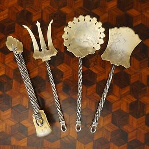 Antique French Sterling Silver Set Aesthetic Movement Dessert Hors D Oeuvre