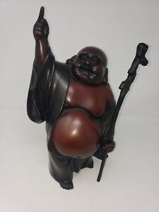 Japanese Antique Hotei God Of Good Fortune Bronze Statue
