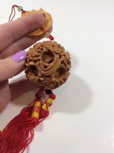 Chines Carved Wooden Dragon 5 Piece Good Fortune Hanging