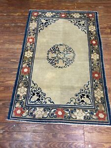 Antique Floral Chinese Oriental Area Rug Handmade Wool Carpet 3 10 X5 9 251