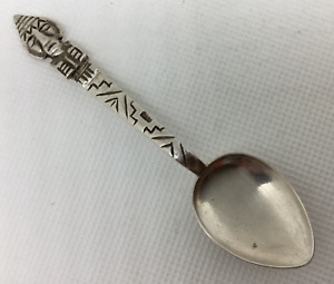 Vintage Sterling Silver Hawaian Tiki Mayan Aztec God Head Souvenir Spoon