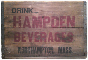 1933 Hampden Beverages Northampton Ma Red Blk Ink Stmpd Slat Divd Int Box Crate