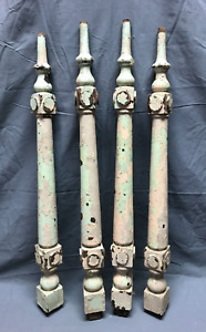 Set 4 Antique Turned Cherry Wood Spindle 28 Shabby Table Legs Chic Vtg 1734 22b