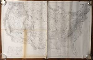 Big Vtg 1957 Map Landforms Of The United States Erwin Raisz 41 5 Wx27 H