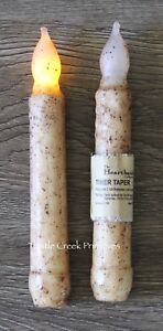 Set Of Two Led Burnt Ivory 6 6 5 Timer Battery Operated Taper Candles