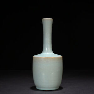 11 China Antique Song Dynasty Porcelain Ru Kiln Cyan Glaze Paper Mallet Vase