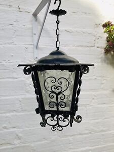 Antique Black Porch Light Black Wrought Iron Spanish Revival Gothic Medieval