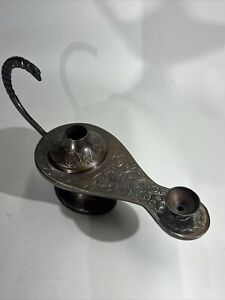 Antique Indian Middle East Or Tibetan Cast Bronze Oil Lamp