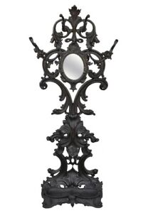 19th Century Cast Iron Hall Tree French Rococo Style Victorian Coat Rack