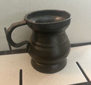 Early Mid 19th Century Pewter Measure Marked 1 2 Gill Tankard 2 5 Inches Tall