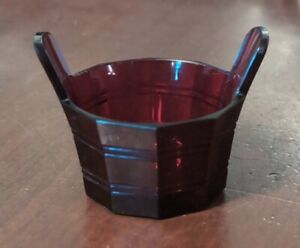 Antique Red Cut Glass Salt Cellar Keeler Bucket Form Novelty 19th Century