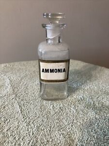 Ammonia Antique Apothecary Bottle Drug Store Medicine Label Reverse Glass