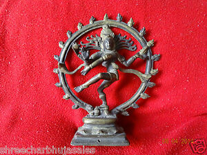 Vintage Solid Brass Hindu Tribal Dancing God Shiva Natraj Statue Figurine 07