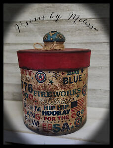 Folk Art Primitive Americana Nest Box Firecracker Holder Patriotic Decoration