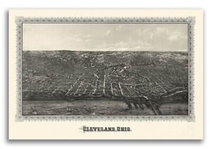 Cleveland Ohio 1887 Historic Panoramic Town Map 16x24
