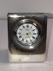 R Carr Hallmarked Sterling Silver English Clock Velvet Back Vintage