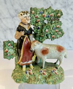 Staffordshire Pearlware Shepherdess With Sheep Figural Grouping Project Piece
