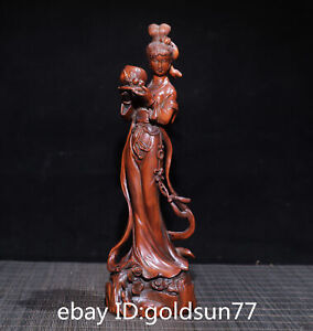 9 8 Rare Chinese Boxwood Exquisite Handmade Hemp Aunt Offering Longevity Statue