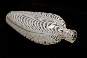 Antique Victorian Nailsea Glass Flask White Clear Feather Pull Up Loop Pattern