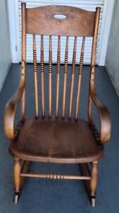 Vintage Solid Wood Spindle Back Rocking Chair Vgc Classic Style Repaired