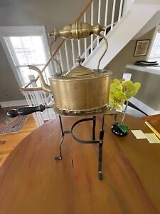 Antique Brass Fireplace Kettle Stand