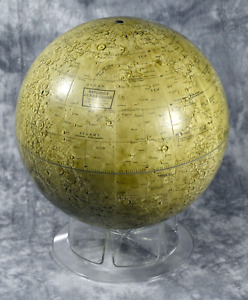 Replogle Lunar Globe Moon Vintage Made In Usa 12 Inch Diameter Original Base