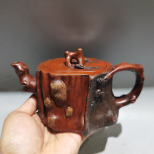Chinese Yixing Zisha Clay Handmade Pine Needle Tree Stump Teapot 9417