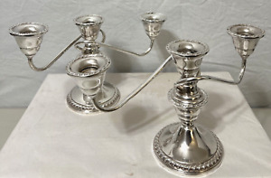 Pair Of Rogers Sterling Silver Weighted 1901 Candelabras Candlestick Holders Wow