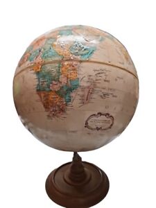 Vintage Replogle World Classic 12 Inch Globe Hard Wood Base Made In Usa Raised