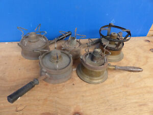 Set Of 5 Stoves In Wick Oil Antique For Parts Or In Restore