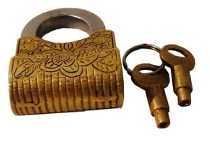 Antique Style Handcuffs Type Padlock Lock With Key Brass Made 5106 