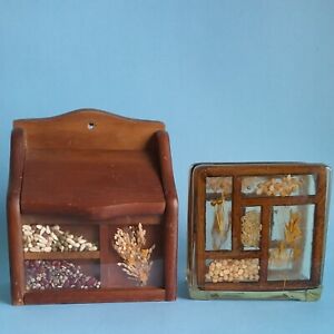 Vintage Wooden Salt Box And Napkin Holder