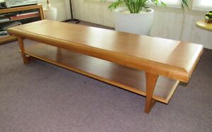 Mid Century Modern Long Walnut Surfboard Bench Coffee Table By Lane Rare