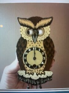 Antique German Blinking Eye Owl Pendulette Novelty Clock 6 5 X 3 X 1 5 