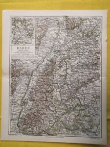 1894 Baden Vintage Geography Map Germany Region Original 11 5 X 9 5 C12