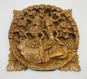 Rare Carved Wooden Hindu Goddesses Intricate Artwork Floral 7 6 Wall Decor 0